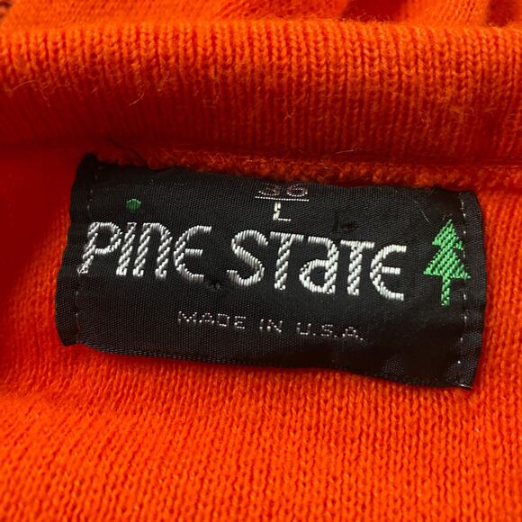 Size M//Vintage 80s Hunter Blaze Orange V Neck Sweater - Picture 4 of 4